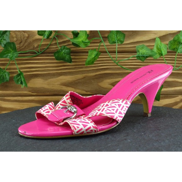 Anne Klein Sz 9 M Pink Slide Fabric Women‎ Sandals - Picture 1 of 9